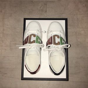 New Ace Rainbow Gucci Patch Leather Sneakers